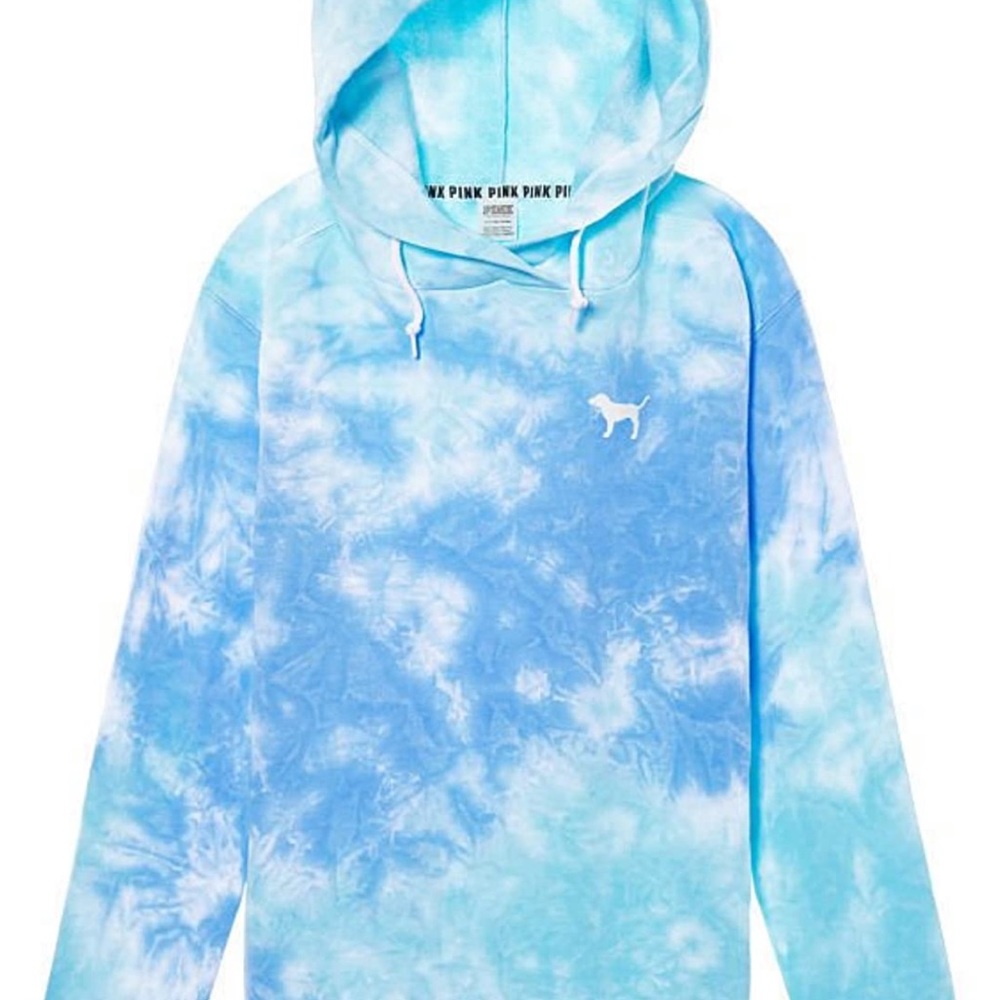 Tunic Soft Fleece Hoodie Sweatshirt Tie Dye Blue